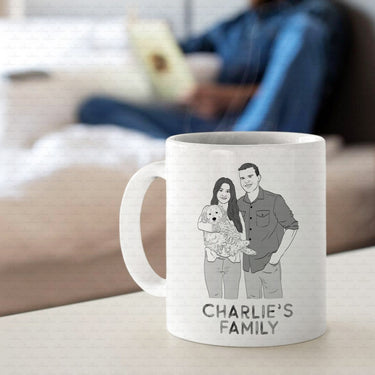 Personalized Dog Gift Idea - Black And White Sketching Gift For Puppy Lovers - White Mug
